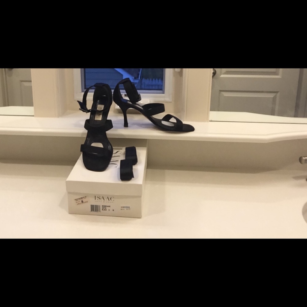 Isaac Mizrahi Black Satin Strappy Sandal